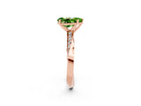 Rose gold Pear Cut Peridot Engagement Ring with Side Stone Accents and Four-Prong Setting_29