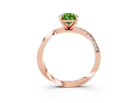 Rose gold Pear Cut Peridot Engagement Ring with Side Stone Accents and Four-Prong Setting_30