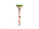 Rose gold Pear Cut Peridot Engagement Ring with Side Stone Accents and Four-Prong Setting_62