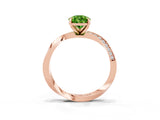 Rose gold Pear Cut Peridot Engagement Ring with Side Stone Accents and Four-Prong Setting_63