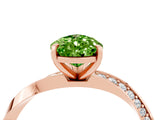 Rose gold Pear Cut Peridot Engagement Ring with Side Stone Accents and Four-Prong Setting_64