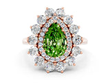 Rose gold Pear Cut Peridot Floral Double Halo Engagement Ring with Prong Setting_36