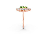 Rose gold Pear Cut Peridot Floral Double Halo Engagement Ring with Prong Setting_38