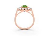 Rose gold Pear Cut Peridot Floral Double Halo Engagement Ring with Prong Setting_39