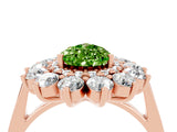 Rose gold Pear Cut Peridot Floral Double Halo Engagement Ring with Prong Setting_40