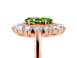Rose gold Pear Cut Peridot Floral Double Halo Engagement Ring with Prong Setting_41