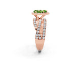 Rose gold Pear Cut Peridot Halo Ring with Round Split Shank and Prong Setting_50