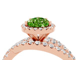 Rose gold Pear Cut Peridot Halo Ring with Round Split Shank and Prong Setting_52