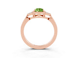 Rose gold Pear Cut Peridot Halo Ring with Tapered Band and Four-Prong Setting_3