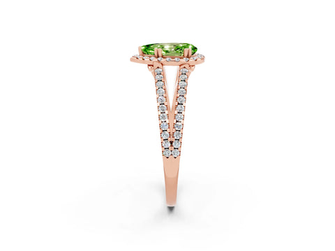Rose gold Pear Cut Peridot Halo Split Shank Engagement Ring_14