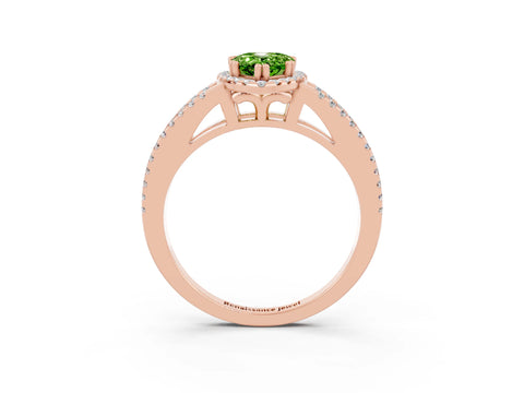 Rose gold Pear Cut Peridot Halo Split Shank Engagement Ring_15