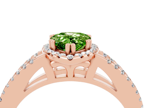 Rose gold Pear Cut Peridot Halo Split Shank Engagement Ring_16