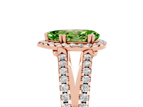 Rose gold Pear Cut Peridot Halo Split Shank Engagement Ring_17