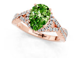 Rose gold Pear Cut Peridot  Halo Twist Band Solitaire Prong Setting Ring_37