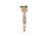 Rose gold Pear Cut Peridot  Halo Twist Band Solitaire Prong Setting Ring_38