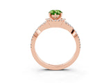 Rose gold Pear Cut Peridot  Halo Twist Band Solitaire Prong Setting Ring_39