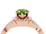 Rose gold Pear Cut Peridot  Halo Twist Band Solitaire Prong Setting Ring_40