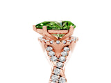 Rose gold Pear Cut Peridot  Halo Twist Band Solitaire Prong Setting Ring_41