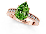Rose gold Pear Cut Peridot Milgrain Pavé Engagement Ring with Four-Prong Setting_1