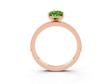 Rose gold Pear Cut Peridot Milgrain Pavé Engagement Ring with Four-Prong Setting_3