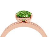 Rose gold Pear Cut Peridot Milgrain Pavé Engagement Ring with Four-Prong Setting_4