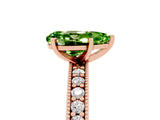 Rose gold Pear Cut Peridot Milgrain Pavé Engagement Ring with Four-Prong Setting_5
