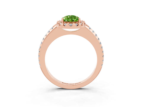 Rose gold Pear Cut Peridot Pavé Halo Ring with Four-Prong Setting_15