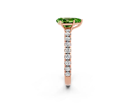 Rose gold Pear Cut Peridot Pavé Solitaire Engagement Ring with Four-Prong Setting_14