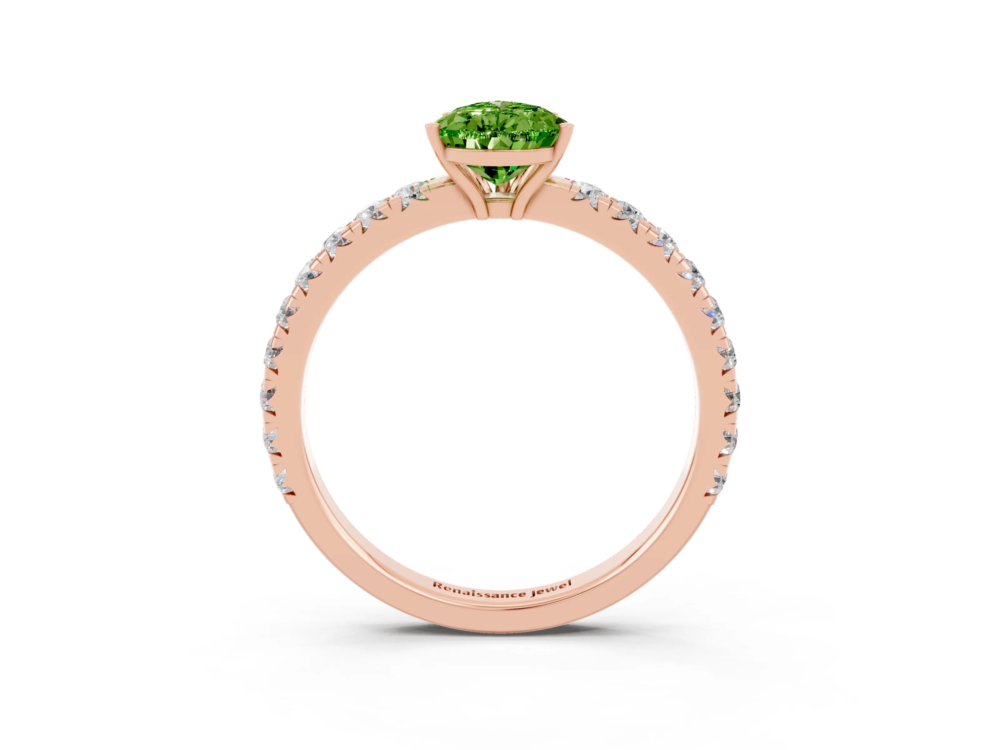Rose gold Pear Cut Peridot Pavé Solitaire Engagement Ring with Four-Prong Setting_15
