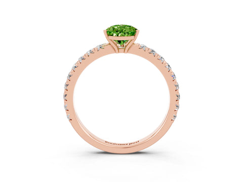 Rose gold Pear Cut Peridot Pavé Solitaire Engagement Ring with Four-Prong Setting_15