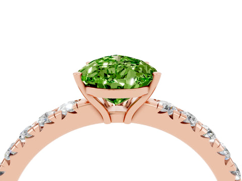 Rose gold Pear Cut Peridot Pavé Solitaire Engagement Ring with Four-Prong Setting_16