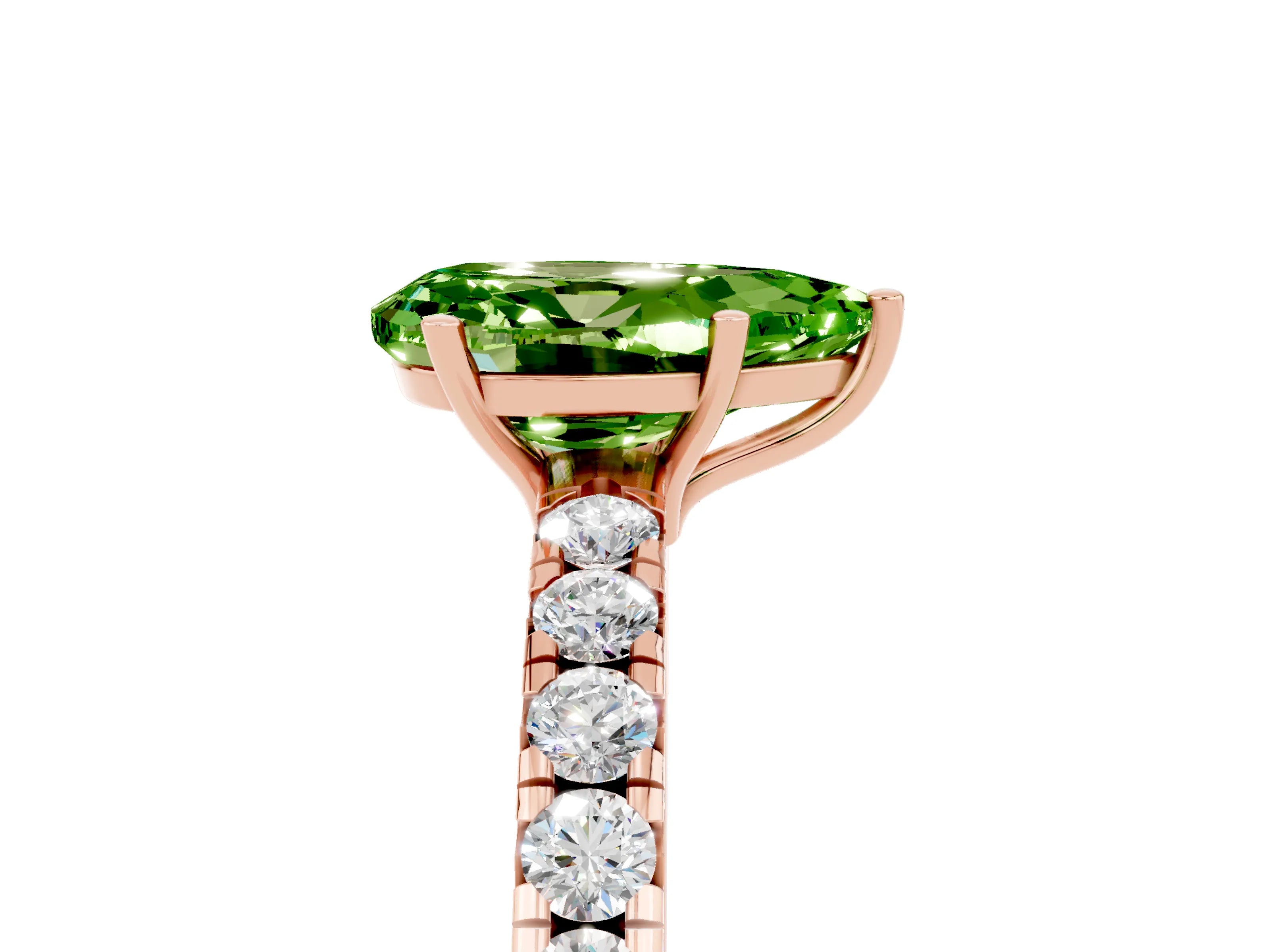Rose gold Pear Cut Peridot Pavé Solitaire Engagement Ring with Four-Prong Setting_17