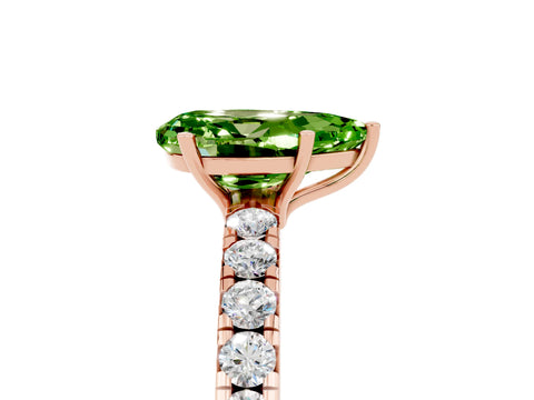 Rose gold Pear Cut Peridot Pavé Solitaire Engagement Ring with Four-Prong Setting_17