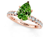 Rose gold Pear Cut Peridot Pavé Solitaire Ring with Round Band and Prong Setting_25