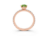 Rose gold Pear Cut Peridot Pavé Solitaire Ring with Round Band and Prong Setting_27