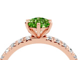 Rose gold Pear Cut Peridot Pavé Solitaire Ring with Round Band and Prong Setting_28