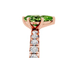 Rose gold Pear Cut Peridot Pavé Solitaire Ring with Round Band and Prong Setting_29
