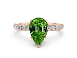 Rose gold Pear Cut Peridot Pave Band Solitaire Ring with Four-Prong Setting_12