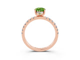 Rose gold Pear Cut Peridot Pave Band Solitaire Ring with Four-Prong Setting_15