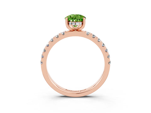 Rose gold Pear Cut Peridot Pave Band Solitaire Ring with Four-Prong Setting_15