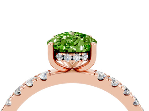 Rose gold Pear Cut Peridot Pave Band Solitaire Ring with Four-Prong Setting_16