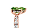 Rose gold Pear Cut Peridot Pave Band Solitaire Ring with Four-Prong Setting_17