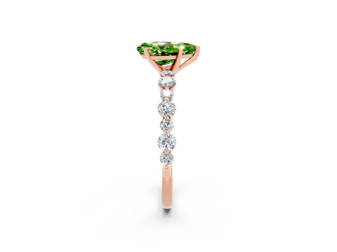 Rose gold Pear Cut Peridot Prong Set Engagement Ring with Pavé Band_2