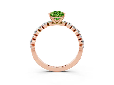 Rose gold Pear Cut Peridot Prong Set Engagement Ring with Pavé Band_3