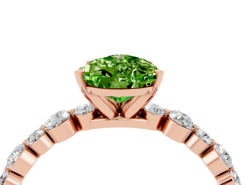 Rose gold Pear Cut Peridot Prong Set Engagement Ring with Pavé Band_4