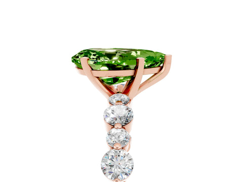 Rose gold Pear Cut Peridot Prong Set Engagement Ring with Pavé Band_5