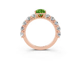 Rose gold Pear Cut Peridot Prong Setting with Side Stones on a Pave Band_3