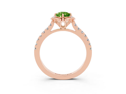 Rose gold Pear Cut Peridot Ring with Pavé Band and Floral Prong Setting_3