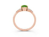 Rose gold Pear Cut Peridot Ring with Side Stones and Four-Prong Setting_39