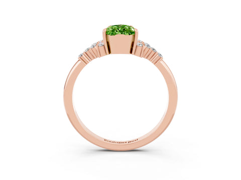 Rose gold Pear Cut Peridot Ring with Side Stones and Four-Prong Setting_39